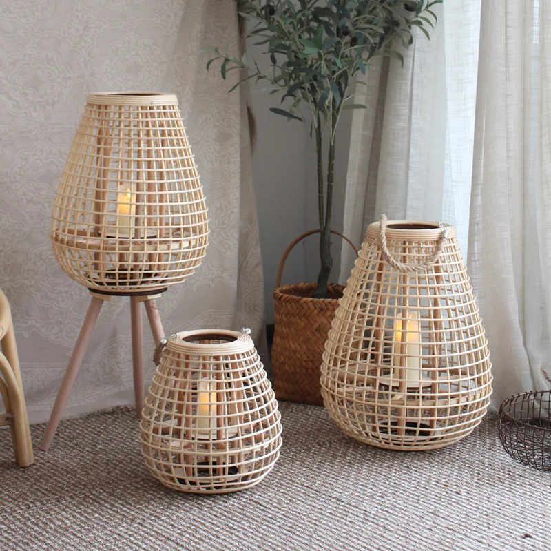 

Rattan Wooden Candle Holders Hallway Entryway Portable Large Floor Aesthetic Candle Holders Garden Porta Candele House Furniture