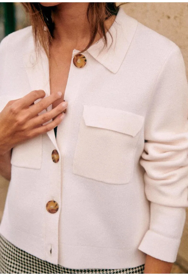 Women Knit Cardigan Solid Color Turn-down Collar Knitwear Top Single Breasted Simple Sweater with Double Pockets for Female 8 Mallzona S112ec83e756d412799f9bb73a39aacf5X Women Knit Cardigan Solid Color Turn-down Collar Knitwear Top Single Breasted Simple Sweater with Double Pockets for Female Mallzona