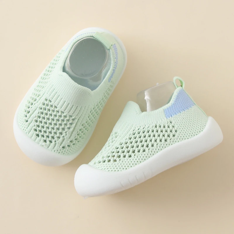 

Туфли детские вязаные дышащие, мягкая нескользящая подошва, плоская подошва, с вырезами, для прогулок, повседневная обувь для новорожденных