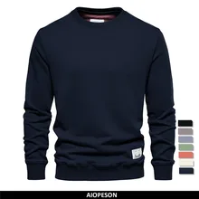 AIOPESON Streetwear Cotton Men's Sweatshirt Casual Solid Color Long Sleeve Spring Sweatshirt Men Quality Classic Mens Clothes