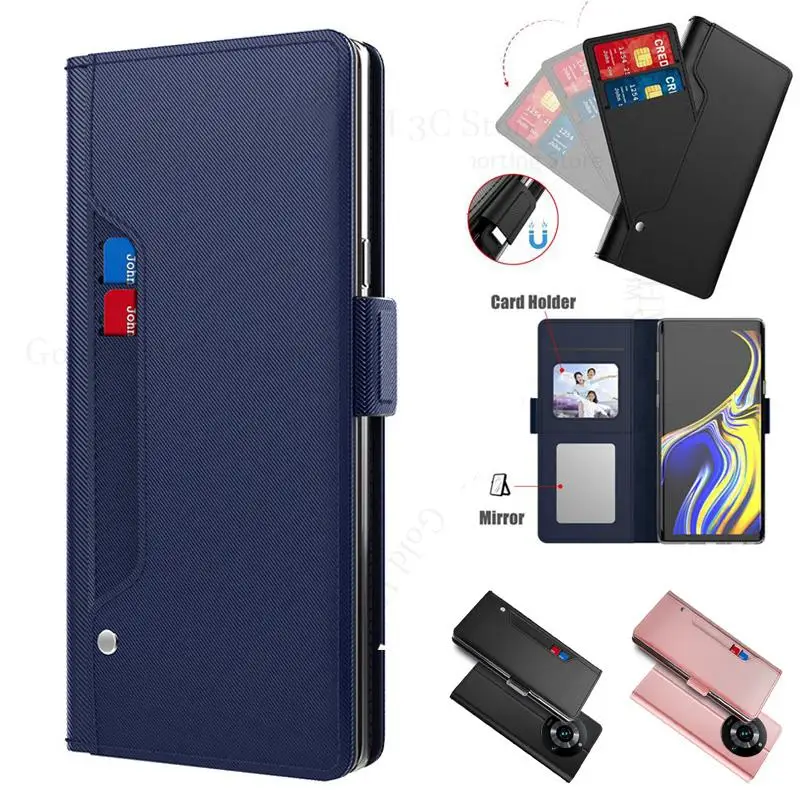 

Funda For Huawei nova Y91 Y71 Y61 Y70 Plus Flip Kickstand Leather Phone Case For Enjoy 60X 60 50z Mirror Card Slot Wallet Cover