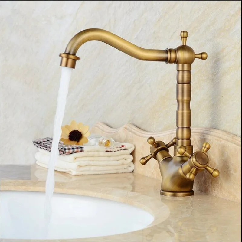 

Basin Faucet Chrome/Chrome and Black Brass Crane Bathroom Sink Faucet 360 Degree Swivel Dual Handle Kitchen Washbasin Mixer Taps
