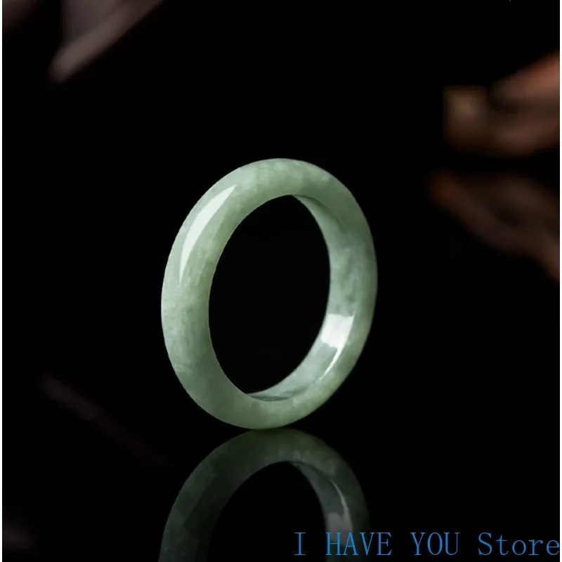 

Burmese Jade Rings for Women Natural Emerald Jewelry Gemstone White Talismans Vintage Accessories Charm Carved Jadeite