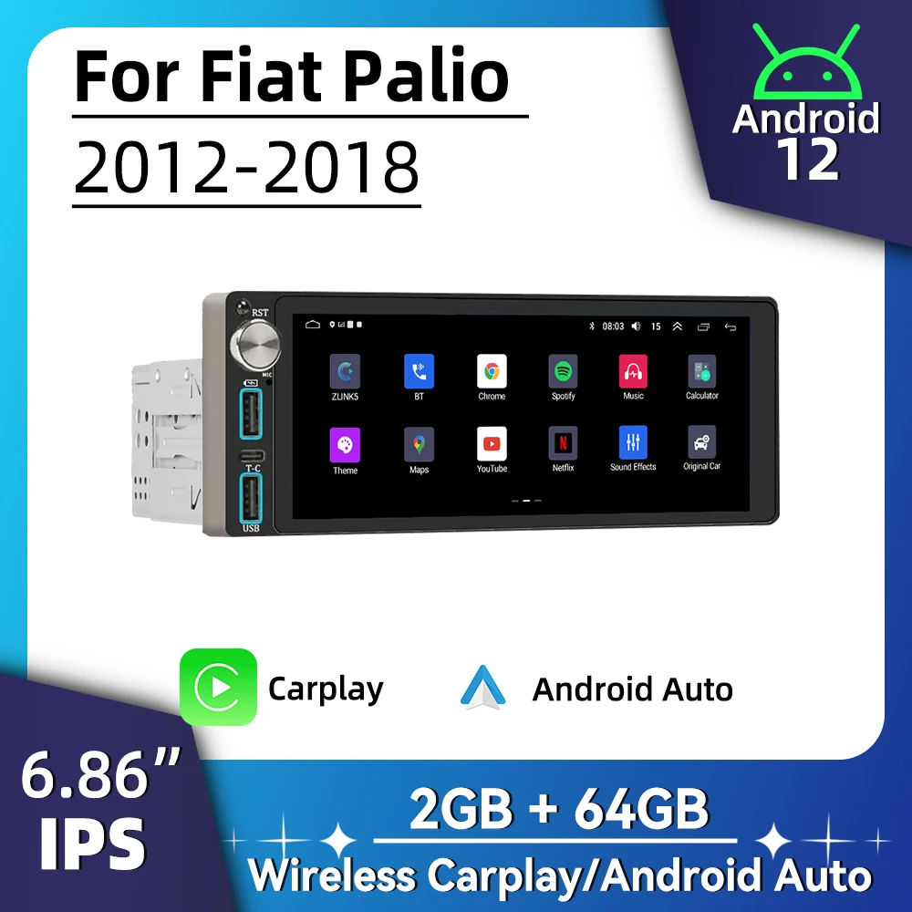 6.86 Inch Screen Android Car Multimedia for Fiat Palio 2012-2018 1 Din Radio Stereo Head Unit Carplay Autoradio GPS Navigation
6.86 Inch Screen Android Car Multimedia for Fiat Palio 2012-2018 1 Din Radio Stereo Head Unit Carplay Autoradio GPS Navigation