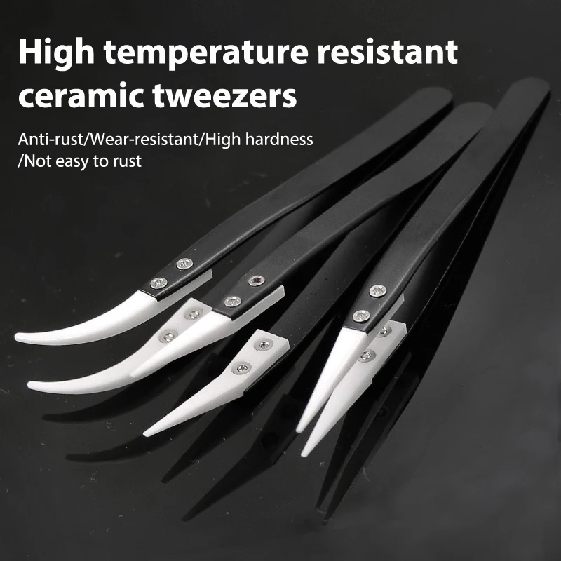 Straight Aimed Ceramic Tweezers for Electronics Soldering with Stainless Steel Handle Black Tweezers Hand Tool Precision Tweezer
Straight Aimed Ceramic Tweezers for Electronics Soldering with Stainless Steel Handle Black Tweezers Hand Tool Precision Tweezer