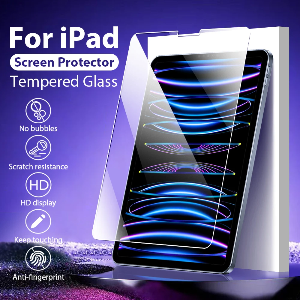 

Закаленное стекло для Ipad Pro 11 12,9 10 9 10th 9th Generation, Защита экрана для Ipad Air 5 4 3 Mini 6 7th 8th 10,2, аксессуары
