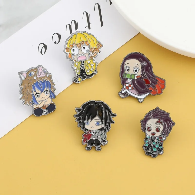 

Demon Slayer Cartoon Brooch Anime Action Figures Kamado Tanjirou Nezuko Hashibira Inosuke Cartoon Doll Clothings Decoration Gift