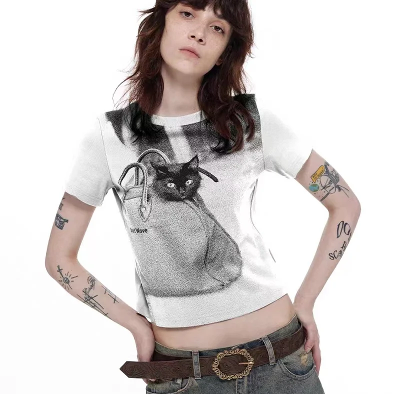Fashionable american niche retro cute cat print T shirt summer y2k fresh street hip hop round neck woman kawaii clothes T shirt
Fashionable american niche retro cute cat print T shirt summer y2k fresh street hip hop round neck woman kawaii clothes T shirt