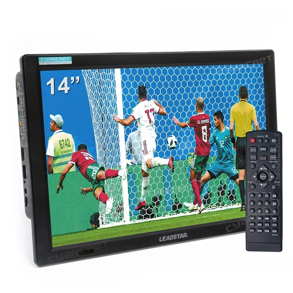 New D14 14 Inch HD Portable TV DVB-T2 ATSC Digital Analog Television Mini Small Car TV Support MP4 AC3 HDin Monitor for PS4
New D14 14 Inch HD Portable TV DVB-T2 ATSC Digital Analog Television Mini Small Car TV Support MP4 AC3 HDin Monitor for PS4