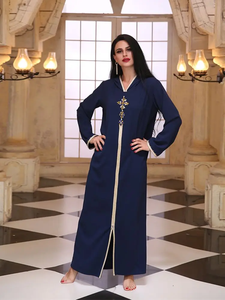 

Ramadan Eid Blue Abaya Dubai Turkey Islam Hijab Muslim Dress Kaftan Robe Longue Femme Kebaya African Dresses For Women Caftan
