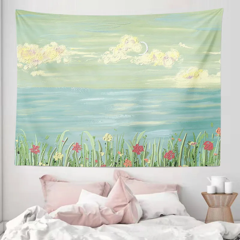 

Ins Beautiful Landscape Decorative Wall Tapestry Background Cloth Bedroom Dormitory Bedside Tapestries Room Decoration for Girl