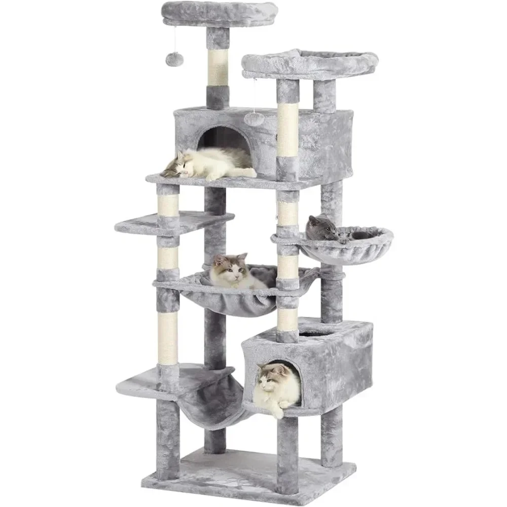 

Cat Tree 76 inches, Tall Cat Tower with 3 Types of Hammocks, Activity Center for Indoor Cats