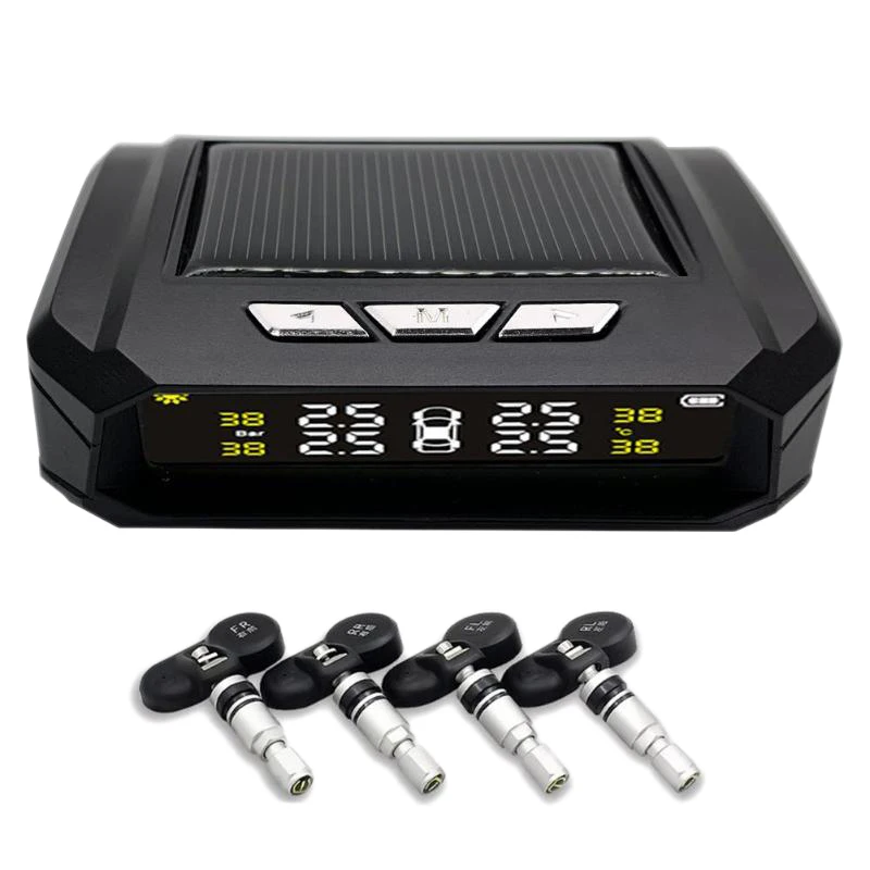 

Solar Wireless TPMS Tire Pressure Monitoring System LCD Display Tyre Temperature Alarm Systems with 4 Internal Sensors