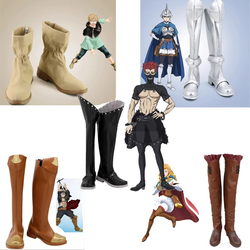 

Black Zora Ideale Noell Silva Mimosa Vermilion Boots Anime Clover Grey Charlotte Roselei Luck Voltia Cosplay Party Shoes