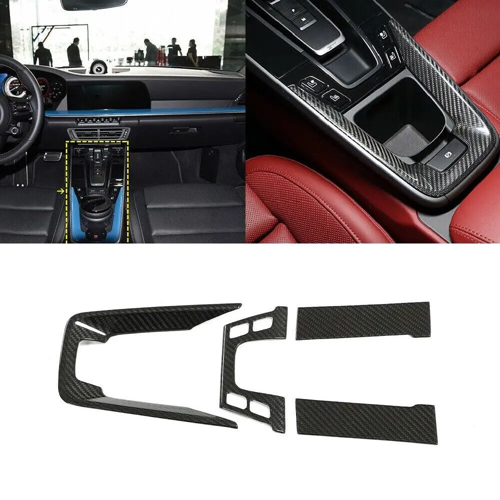 

Real Dry Carbon Fiber Car Interior Central Control Frame Trim Cover Set For Porsche 911 992 Turbo S Carrera Targa GT3 2019-2023