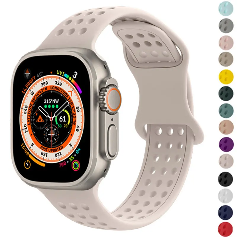 Silicone Strap For Apple Watch Ultra Band 49mm 40mm 44mm 45mm 41mm 38 42mm Sports Bracelet Honeycomb Hole iWatch 8 7 6 5 4 3 SE
Silicone Strap For Apple Watch Ultra Band 49mm 40mm 44mm 45mm 41mm 38 42mm Sports Bracelet Honeycomb Hole iWatch 8 7 6 5 4 3 SE