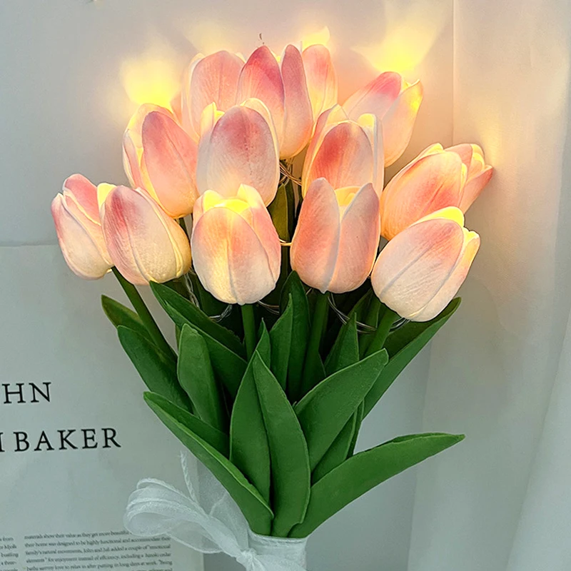 LED Glowing Tulips Artificial Flowers PU Tulip Fake Flower Bouquet Night Light for Home Garden Decoration Wedding Birthday Gifts
LED Glowing Tulips Artificial Flowers PU Tulip Fake Flower Bouquet Night Light for Home Garden Decoration Wedding Birthday Gifts