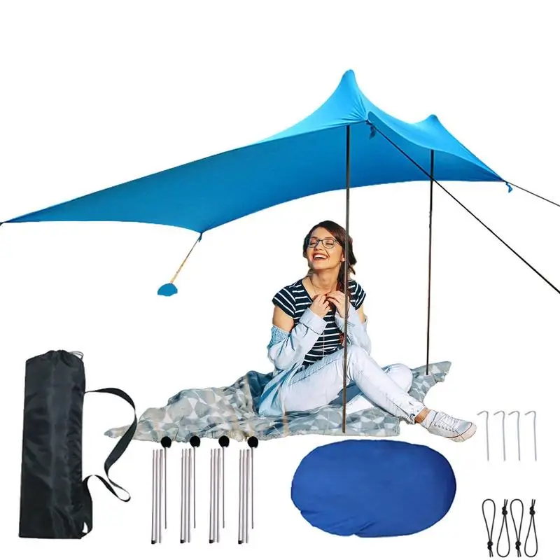 Family Beach Canopy Large Beach Sunshade Tent With Stability Poles UPF50+Outdoor Shade For Beach Camping Party Or Picnics
Family Beach Canopy Large Beach Sunshade Tent With Stability Poles UPF50+Outdoor Shade For Beach Camping Party Or Picnics
