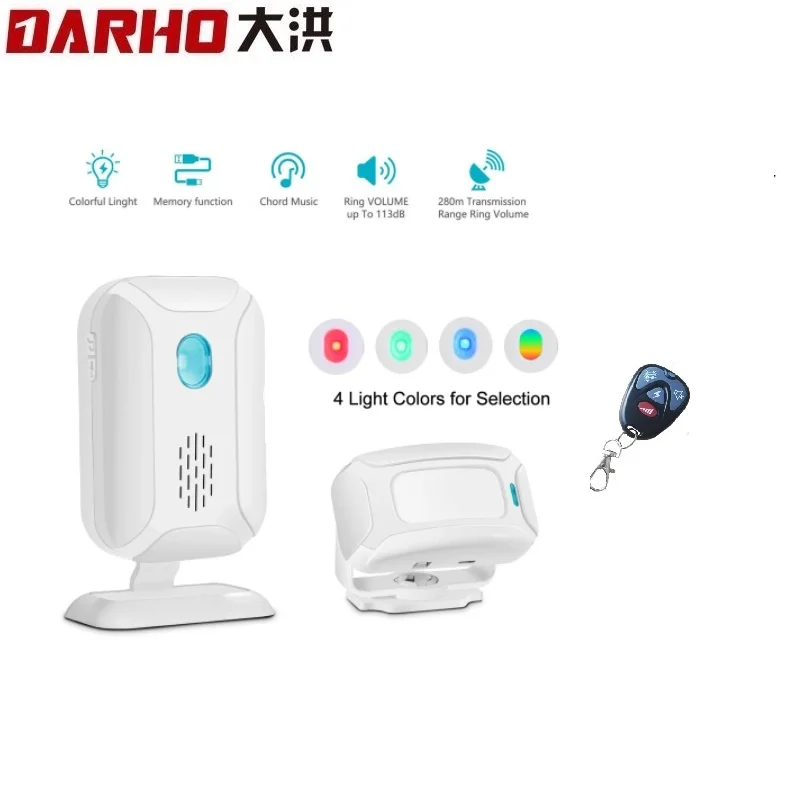 

Darho 2023 Shop/Store/Office/Home Security Welcome Chime Alert Wireless Infrared IR Motion Sensor Door Bell Alarm Entry Doorbell