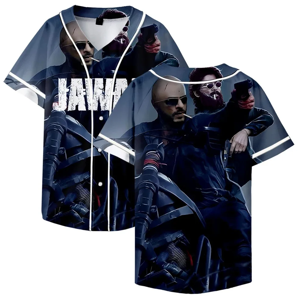 

Jawan Movie Merch Jersey de beisebol para homens e mulheres, camisa de beisebol, manga curta, casual, diária, roupas 3D 2024