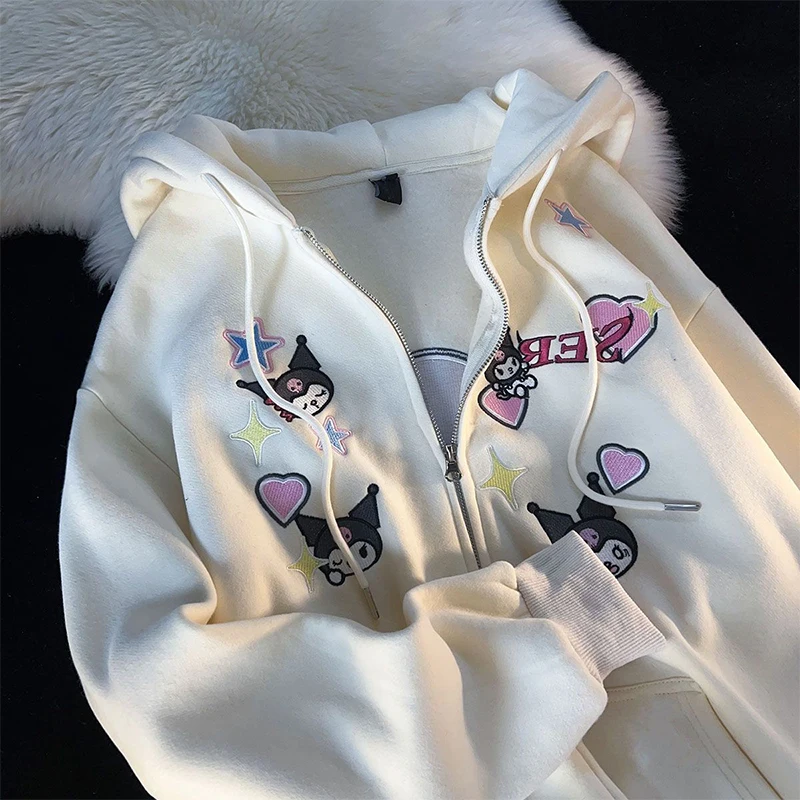 Толстовка Sanrio с капюшоном и принтом аниме Kuromi на молнии Y2K, Модный женский свободный топ оверсайз для весны и осени
Толстовка Sanrio с капюшоном и принтом аниме Kuromi на молнии Y2K, Модный женский свободный топ оверсайз для весны и осени