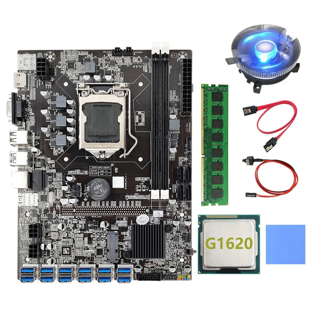 B75 BTC Mining Motherboard 12 PCIE to USB LGA1155 DDR3 4GB 1600Mhz RAM+G1620 CPU+SATA Cable B75 ETH Miner
B75 BTC Mining Motherboard 12 PCIE to USB LGA1155 DDR3 4GB 1600Mhz RAM+G1620 CPU+SATA Cable B75 ETH Miner
