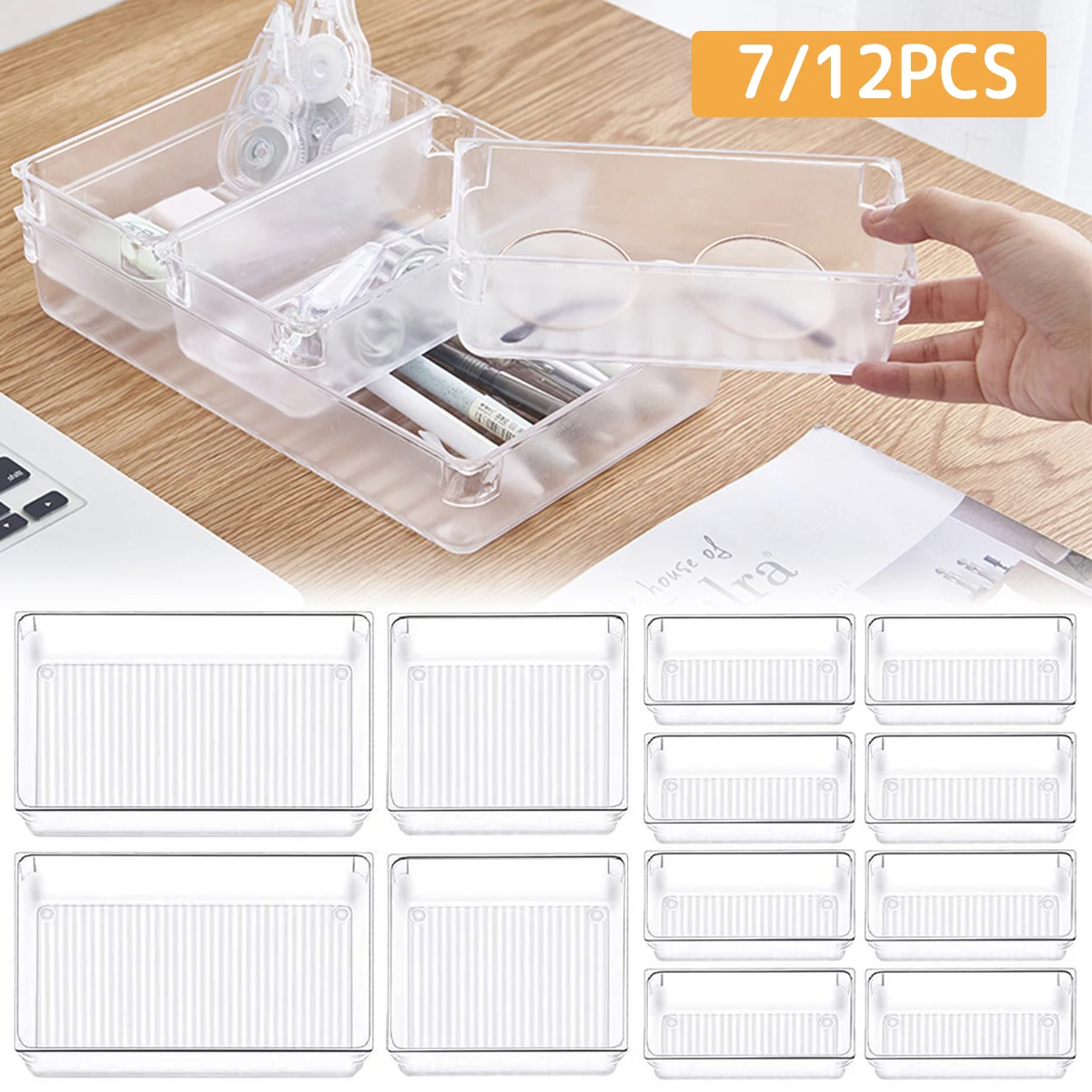 7/12 Pcs Drawer Organizers 4-Size Clear Acrylic Drawer Organizer Containers Desk Drawer Organizer Trays with Non-Slip Pads
7/12 Pcs Drawer Organizers 4-Size Clear Acrylic Drawer Organizer Containers Desk Drawer Organizer Trays with Non-Slip Pads