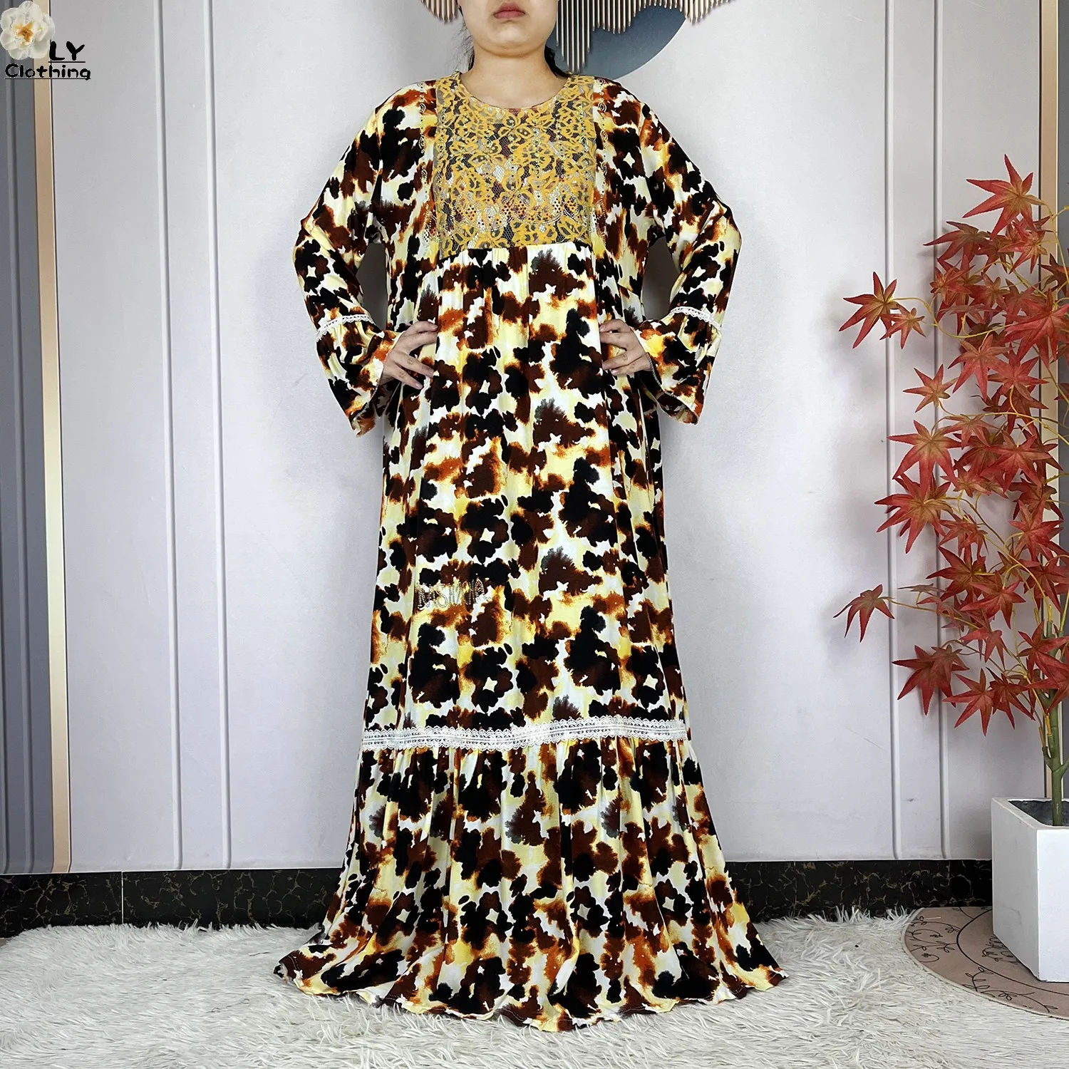 فستان نسائي جديد موضة 2026 بتصميم زهري وأكمام طويلة من القطن مع وشاح كبير، قفطان دبي، فستان فضفاض كاجوال، فساتين أفريقية فستان نسائي جديد موضة 2026 بتصميم زهري وأكمام طويلة من القطن مع وشاح كبير، قفطان دبي، فستان فضفاض كاجوال، فساتين أفريقية