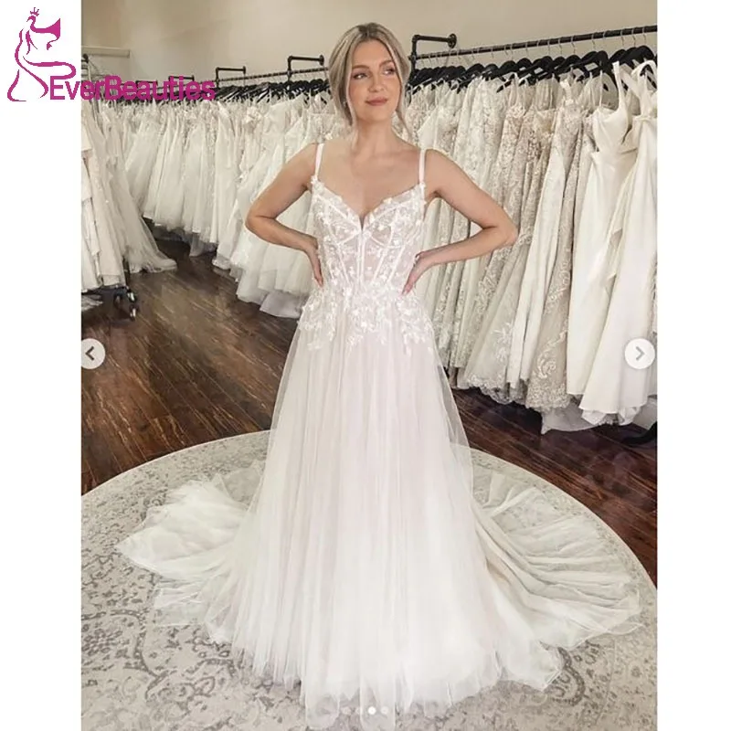 Wedding Dress for Women A-Line Robe De Mariee Tulle Appliques Beach Wedding Gown Spaghetti Straps Bridal Party Dress
Wedding Dress for Women A-Line Robe De Mariee Tulle Appliques Beach Wedding Gown Spaghetti Straps Bridal Party Dress