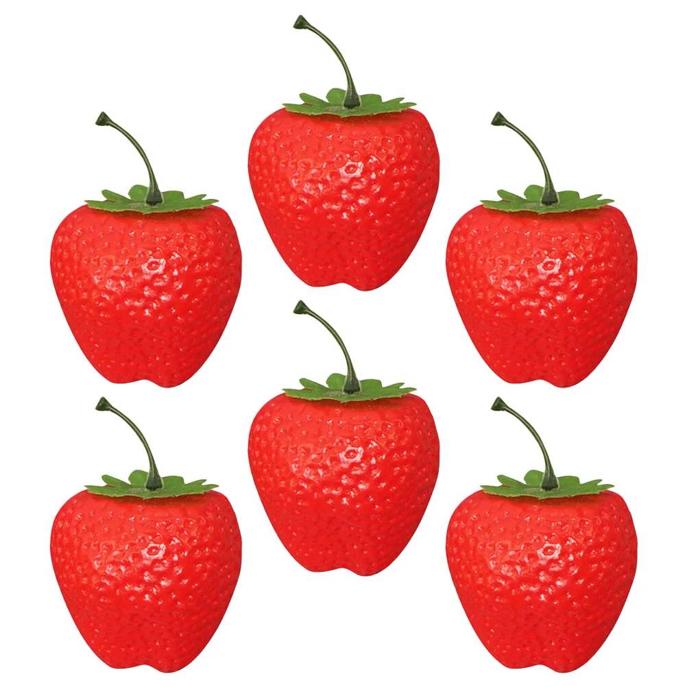 

6 Pcs Simulation Big Strawberry Fruit Decorating Kit Artificial Fruits Toy Plastic Lifelike Fake Strawberries Faux
