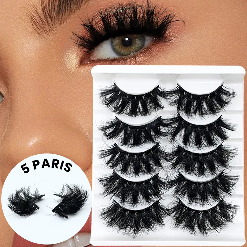 

5 Pairs False Eyelashes Hot Sell Messy Fried Hair Exaggerated Thick Imitation Mink European Eyelashes American False Eyelashes