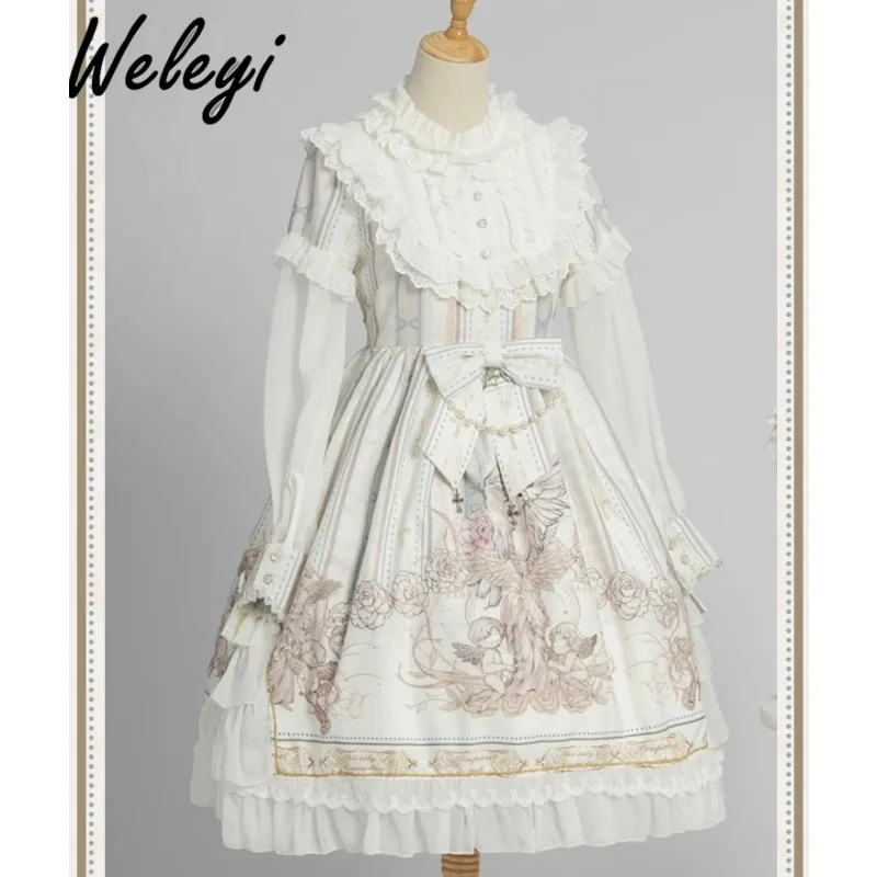 Lolita Woman Kawaii White Knee Dresses 2024 Spring and Autumn Elegant Princess Bow Long Sleeve Midi Dress with Free Headband
Lolita Woman Kawaii White Knee Dresses 2024 Spring and Autumn Elegant Princess Bow Long Sleeve Midi Dress with Free Headband