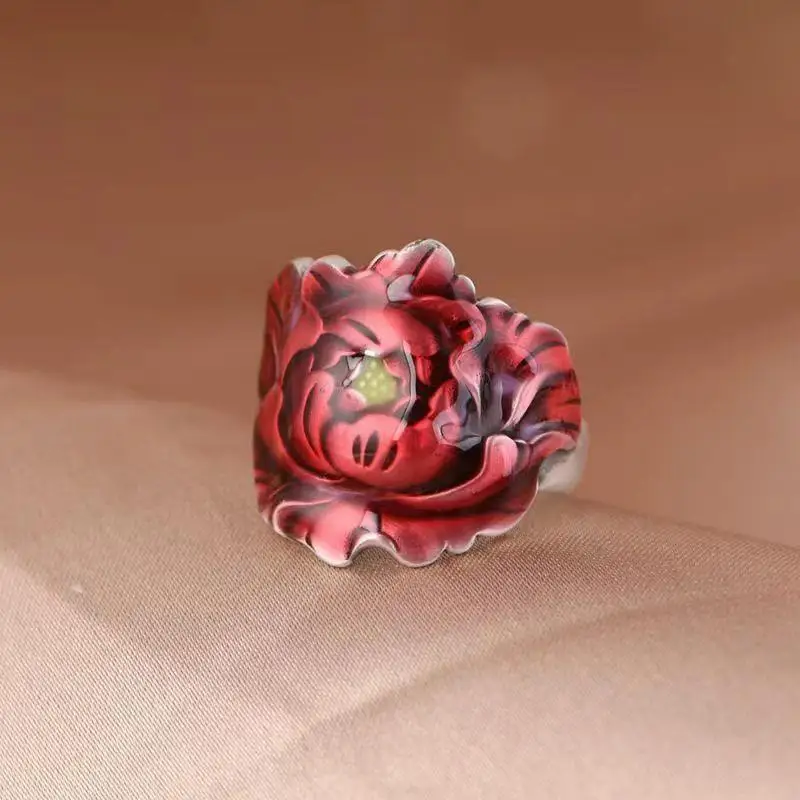 Red Peony Flower Wide Face Ring Art Ethnic Style Wide Plate Flower Blossom Rich and Noble Adjustable Ring
Red Peony Flower Wide Face Ring Art Ethnic Style Wide Plate Flower Blossom Rich and Noble Adjustable Ring