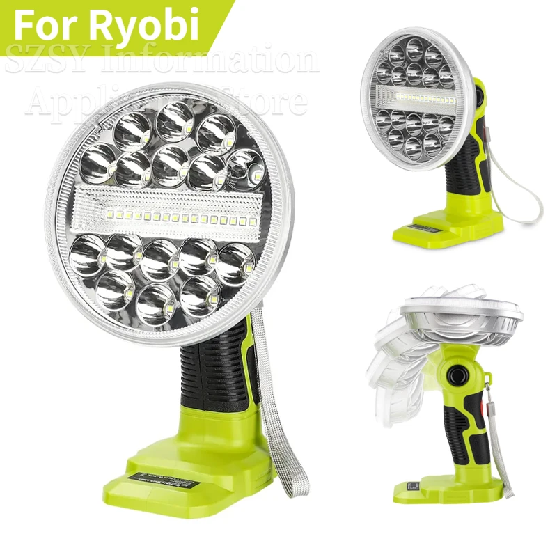 

30W 2000LM Work Lights Flashlight Electric Torch Spotlight Car Lamp For RYOBI 14.4V 18V Lithium Nickel One+ Battery P108 P104