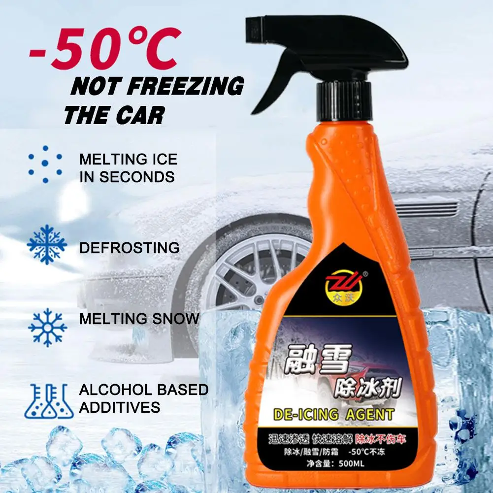 

Car Windshield Defrosting Agent Snow Ice Melting Spray Anti-Snow Ice Agent Safe Driving Tools Car Accessories 500ml