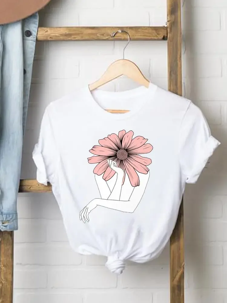 T-shirt Fashion Women's Round Neck Tops Flower Cute Letter Style 90s Short Sleeve Clothes Ladies Graphic Tee Aesthetic Clothes 
T-shirt Fashion Women's Round Neck Tops Flower Cute Letter Style 90s Short Sleeve Clothes Ladies Graphic Tee Aesthetic Clothes