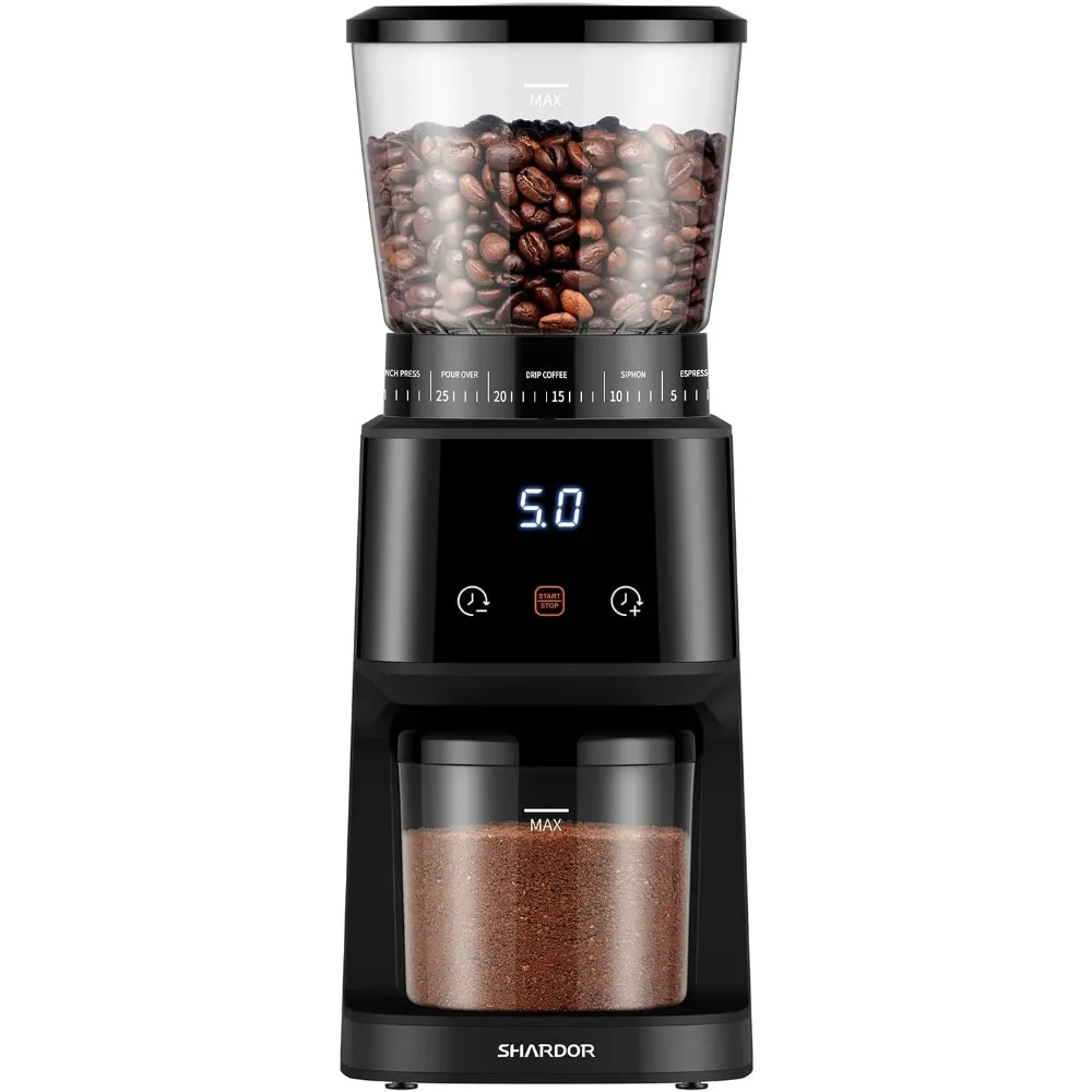 

Conical Burr Coffee Grinder with Digital Timer Display, Electric Coffee Bean Grinder with 31 Precise Settings for Espresso/Drip