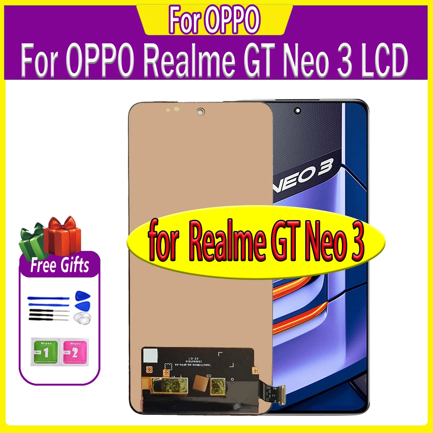 

High quality 6.7" For OPPO Realme GT Neo 3 RMX3560 RMX3561 Lcd Display Touch Panel For Realme GT Neo3 Screen Digitizer Assembly