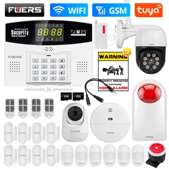 Fuers W210 투야 스마트 경보 시스템 키트, 와이파이 GSM 도난 경보, 스마트 홈 경보 시스템, 컬러 LCD 디스플레이 보안, 3MP IP 카메라