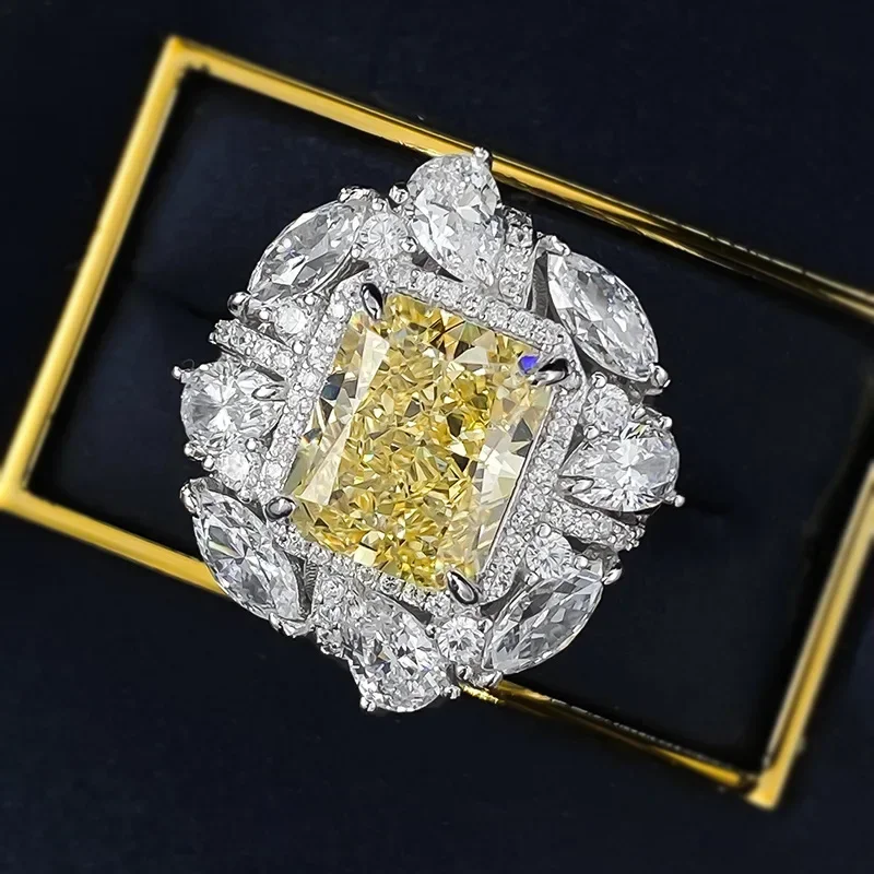 

Ценное женское кольцо с топазом и бриллиантом из 100% настоящего серебра 925 пробы, обручальные кольца для женщин, свадебные ювелирные изделия