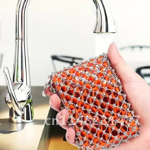 Чугунный очиститель из нержавеющей стали, скруббер Chainmail для кастрюли, сковородки, предварительно приправленной сковороды, барбекю, гриля, кухонные принадлежности
Чугунный очиститель из нержавеющей стали, скруббер Chainmail для кастрюли, сковородки, предварительно приправленной сковороды, барбекю, гриля, кухонные принадлежности