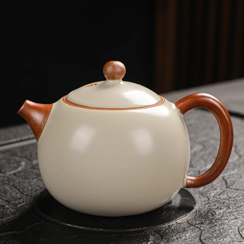 

Beige Ru Ware Teapot Xi Shi Pot Porcelain Kung Fu Tea Set Single Household Chinese Ru-Porcelain Teapot Teacup Office