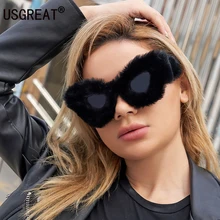 USGREAT Ladies Soft Fur Velvet Cat Eye Sunglasses Women Fashion Fluffy Handmade Sun Glasses Female Trendy Shades UV400 Eyewear
USGREAT Ladies Soft Fur Velvet Cat Eye Sunglasses Women Fashion Fluffy Handmade Sun Glasses Female Trendy Shades UV400 Eyewear