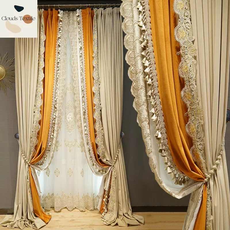 French Light Luxury Curtains for Living Dining Room Bedroom Two-color Patchwork Curtain Embroidered Tulle Villa Custom Curtain
French Light Luxury Curtains for Living Dining Room Bedroom Two-color Patchwork Curtain Embroidered Tulle Villa Custom Curtain
