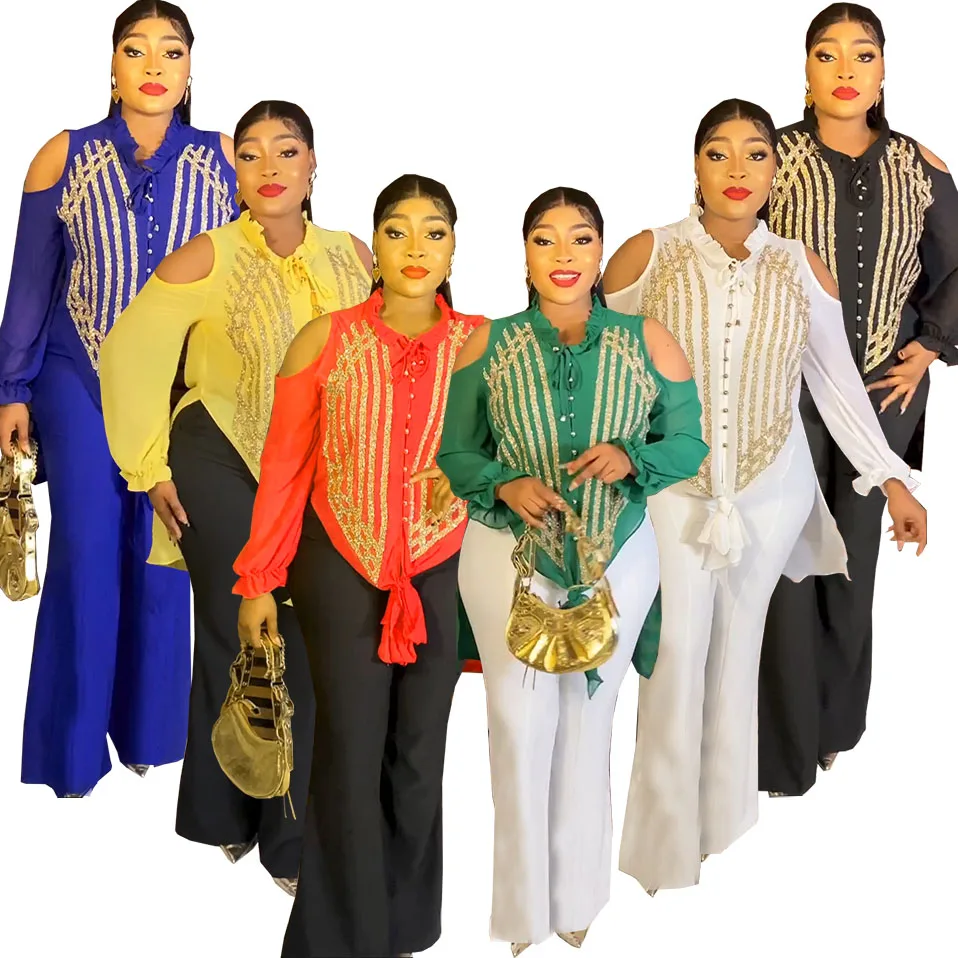 Summer Elegant African Dashiki Outfits Women Fashion Long Sleeve Tops and Trousers 2pcs Pants Suits 2023 New Matching Sets
Summer Elegant African Dashiki Outfits Women Fashion Long Sleeve Tops and Trousers 2pcs Pants Suits 2023 New Matching Sets