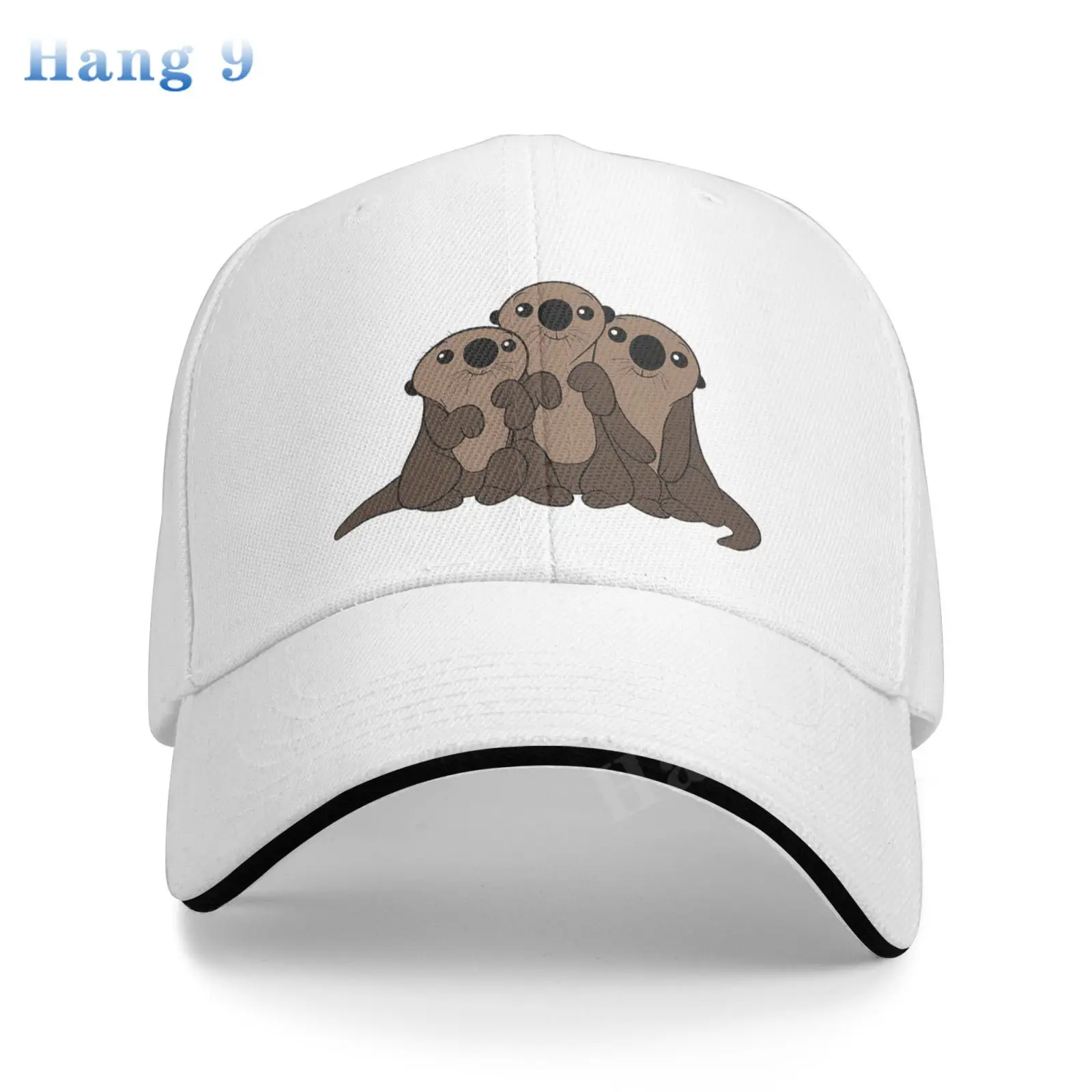 

Cute Sea Otters Stylish Sandwich Cap Funny Baseball Caps Denim Adjustable Hats Vintage Adjustable Sandwich Cap Dad Hat