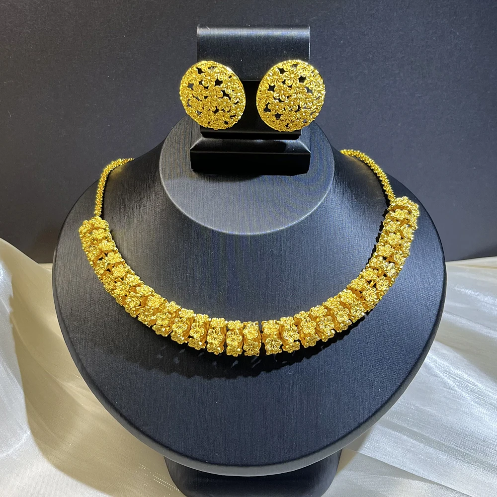Dubai Fashion Women's Flower Sweater Long Necklace 24K Gold-Plated Middle Eastern Luxury Flower Earrings Copper Jewelry Two-Pieces 1 Mallzona S117c3f48b547464f9c3bf07665e5e100F Dubai Fashion Women's Flower Sweater Long Necklace 24K Gold-Plated Middle Eastern Luxury Flower Earrings Copper Jewelry Two-Pieces Mallzona