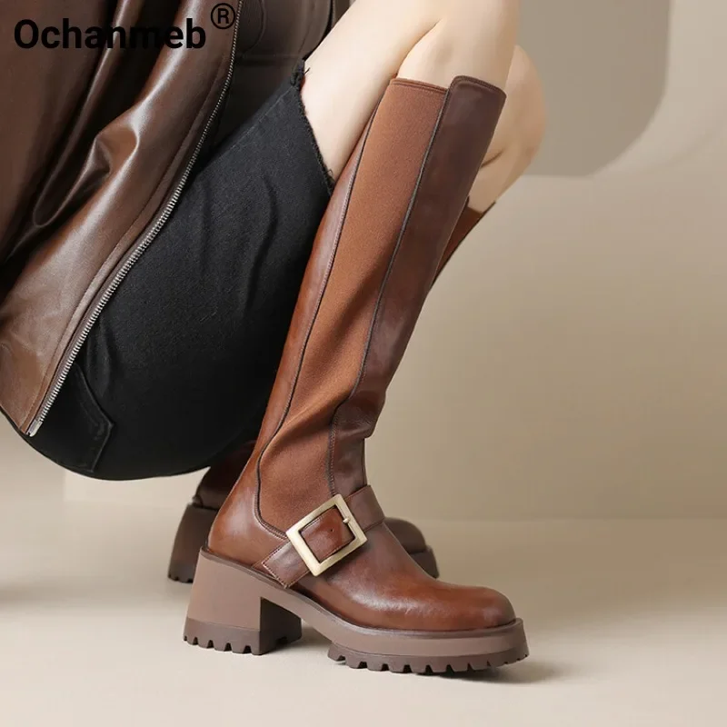 Ochanmeb Women Genuine Leather Boots Square Metal Buckle Chunky Heels Riding Boots Winter Woman Platforms Round Toe Zipper Shoes
Ochanmeb Women Genuine Leather Boots Square Metal Buckle Chunky Heels Riding Boots Winter Woman Platforms Round Toe Zipper Shoes