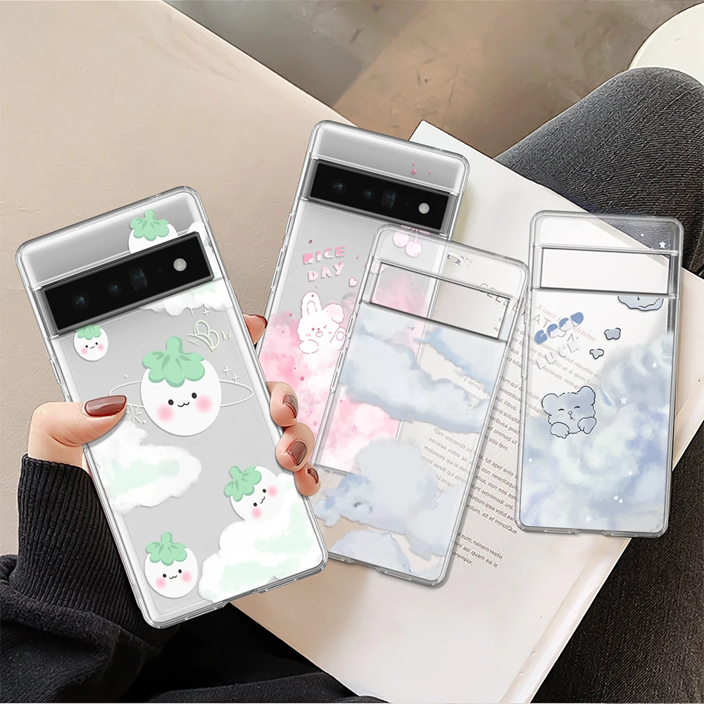 

Lovely Cartoon Cloud Soft TPU Phone Case for Google Pixel 7a 7Pro 7 6a 6 6Pro 5 4a 5a 5G 4XL 4 3a 3aXL Luxury Transparent Cover