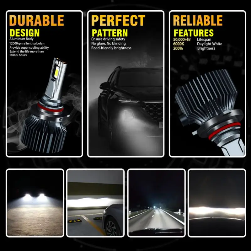 

Auto Lamp 55w/only Low Power Consumption Portable Low Pollution Durable Automobile Double Copper Tube Led Headlight Ip68 6000k